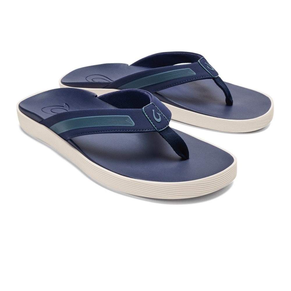 OluKai Navy and White Flip-Flops Leeward Men’s Everyday Beach Sandals
